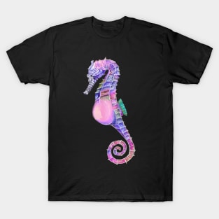 Cool Purple Pink and Blue Seahorse T-Shirt